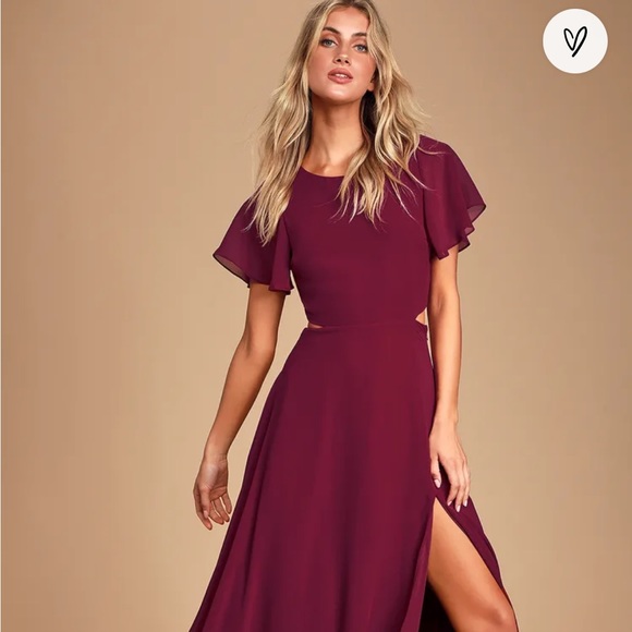 Lulus Dresses & Skirts - Garden Bliss Burgundy Cut Out Dress Size S